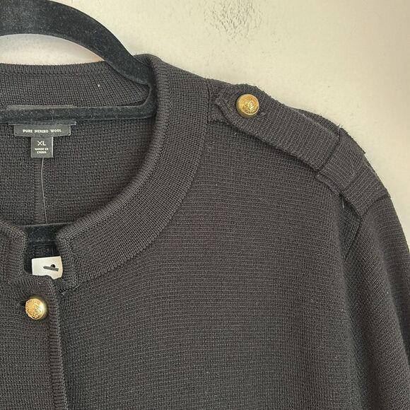 Talbot’s Women Black knit 100% merino wool jacket Gold Buttons Classic XL NWT! - Picture 7 of 9